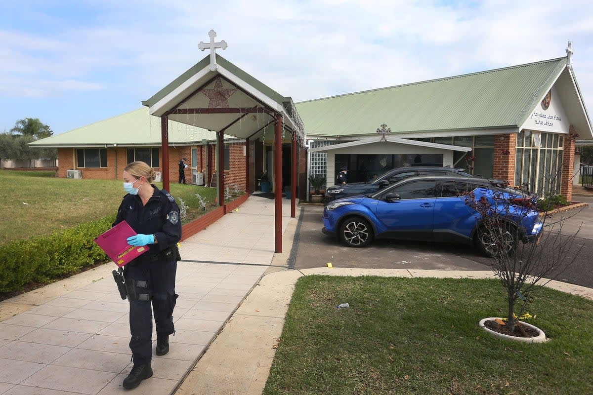 Forensic Police are seen at Christ The Good Shepherd Church in the suburb of Wakeley on April 16, 2024 in Sydney, Australia (Getty Images)