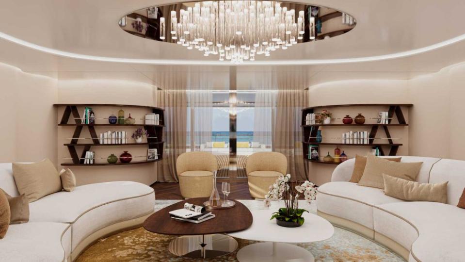 The salon on Picchiotti's Gentleman’s Yacht 44