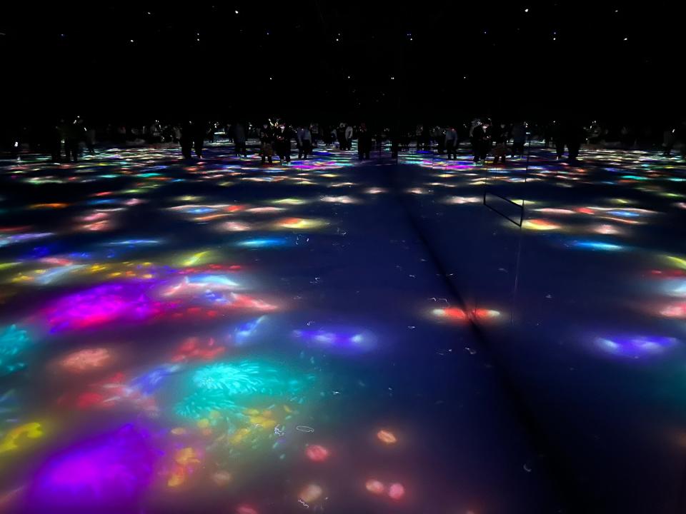 water floor with lights projected onto it