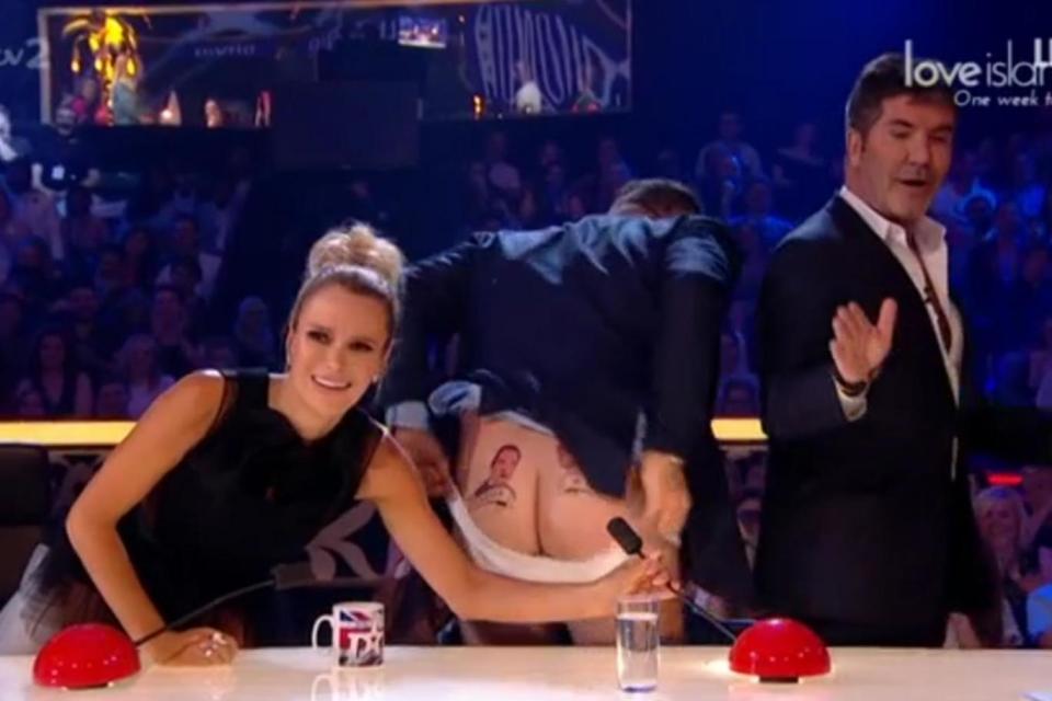 Stunned: Amanda Holden with David Walliams and Simon Cowell (ITV)