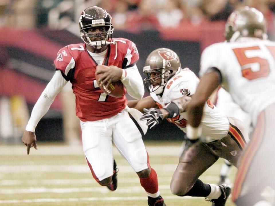 Michael Vick was honored by a special retirement ceremony by the Atlanta Falcons, the franchise he called home for the first six years of his career.