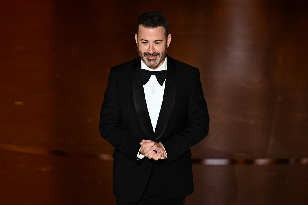 TV host Jimmy Kimmel speaks onstage during the 96th Annual Academy Awards at the Dolby Theatre in Hollywood, California on March 10, 2024. (Photo by Patrick T. Fallon / AFP) (Photo by PATRICK T. FALLON/AFP via Getty Images)