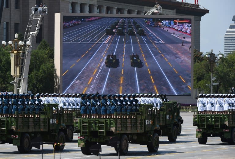 Chinese People's Liberation Army personnel participate in a military parade at Tiananmen Square in Beijing, on September 3, 2015, to mark the 70th anniversary of victory over Japan and the end of World War II