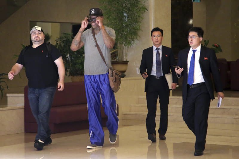 前NBA明星羅德曼13日造訪北韓，羅德曼與金正恩交情甚篤，傳聞他也在瓦姆比爾獲釋中出力。（美聯社）