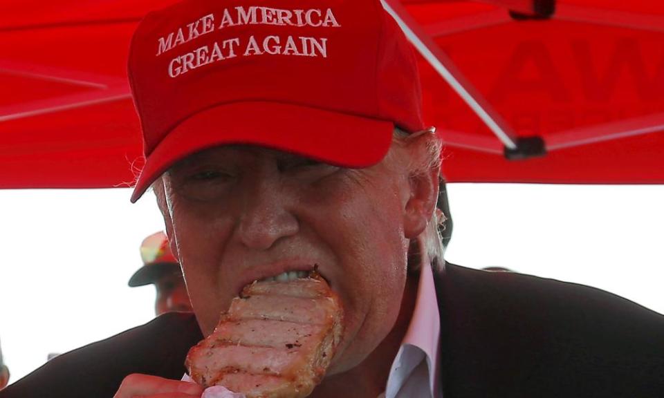 Donald Trump eats a pork chop