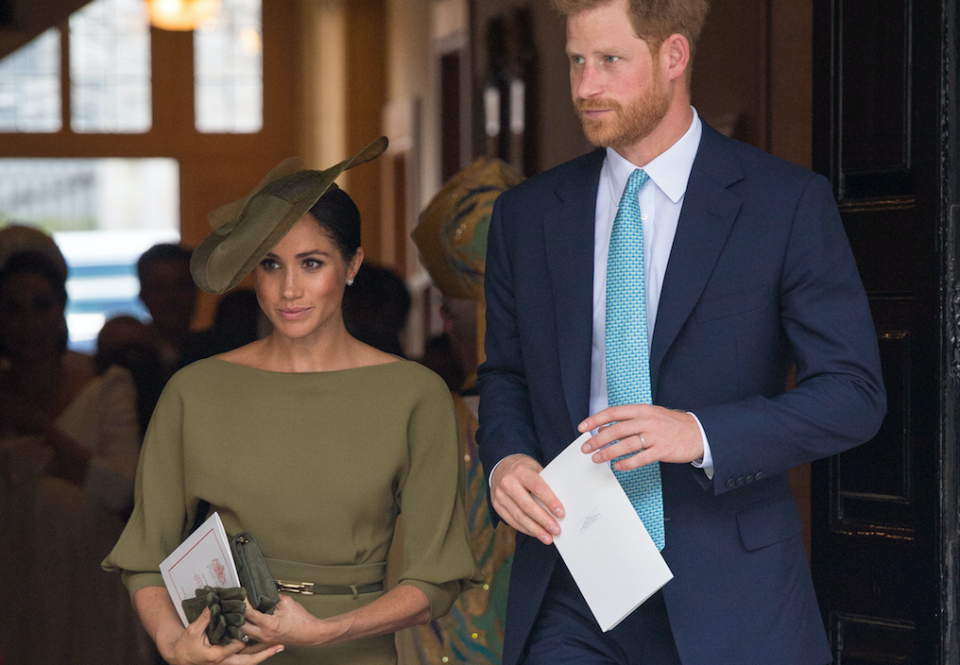 The Duchess of Sussex opted for the unusual colour for her nephew’s christening. [Photo: PA]