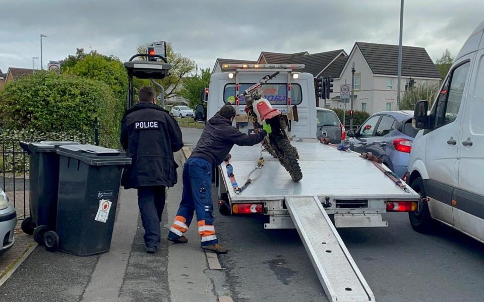 Police seized two motorbikes in the raid