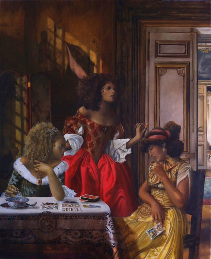 "Don’t wait for encouragement, don't wait for inspiration, don’t wait for your muse. Show up to your easel, page, or instrument, and start. It’s the hardest part," says artist Elizabeth Colomba whose work is on display in New York's Gracie Mansion as part of the "She Persists" exhibit.