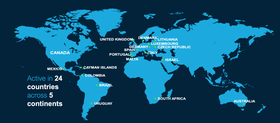 Aurora Cannabis has operations in 24 countries on five continents