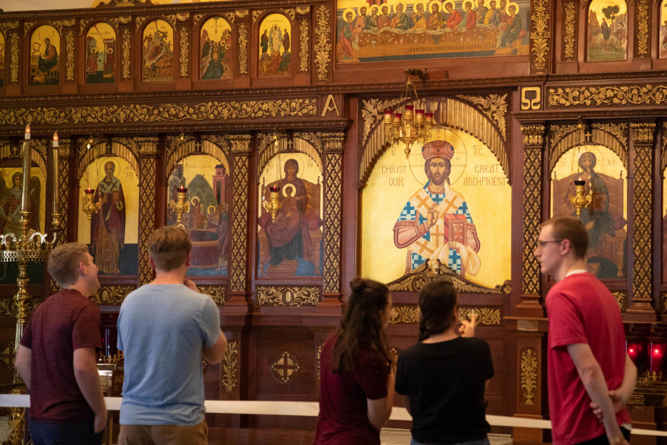 Tallahassee Greek Food Festival attendees check out the inside of Holy Mother of God Greek Orthodox Church Saturday, Oct. 16, 2021. 