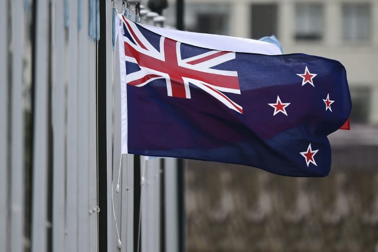 New Zealand's current flag flutters outside Parliament buildings in Wellington, as seen in 2014