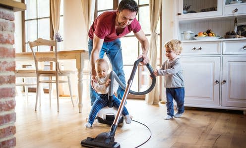   <span class="attribution"><a class="link " href="https://www.shutterstock.com/image-photo/father-two-toddlers-doing-housework-1080411470" rel="nofollow noopener" target="_blank" data-ylk="slk:Halfpoint/Shutterstock;elm:context_link;itc:0;sec:content-canvas">Halfpoint/Shutterstock</a></span>