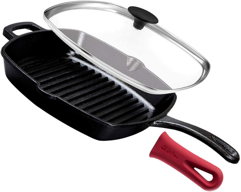 Cast Iron Square Grill Pan with Glass Lid (10.5-Inch) (Photo: Amazon)