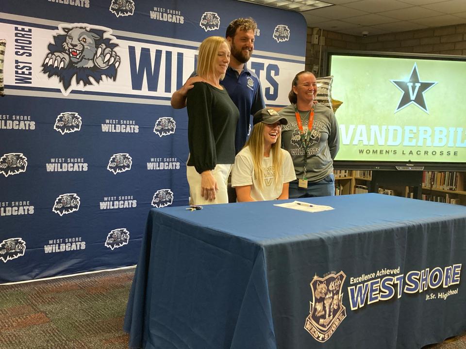 West Shore's Kiera Runske signed to play collegiate lacrosse for Vanderbilt University at ceremony held on April 3, 2024.