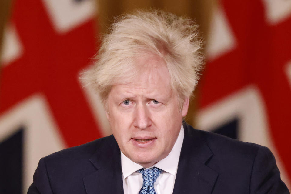 Prime Minister Boris Johnson during a media briefing in Downing Street, London, on Covid-19.