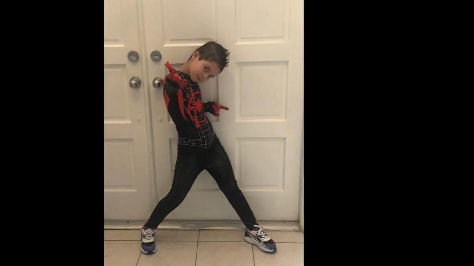 Victor Tezanos dressed up like Spider-Man while celebrating his sixth birthday Thursday, March 26 at his home in Cooper City. His mother surprised him with a quarantine birthday parade.