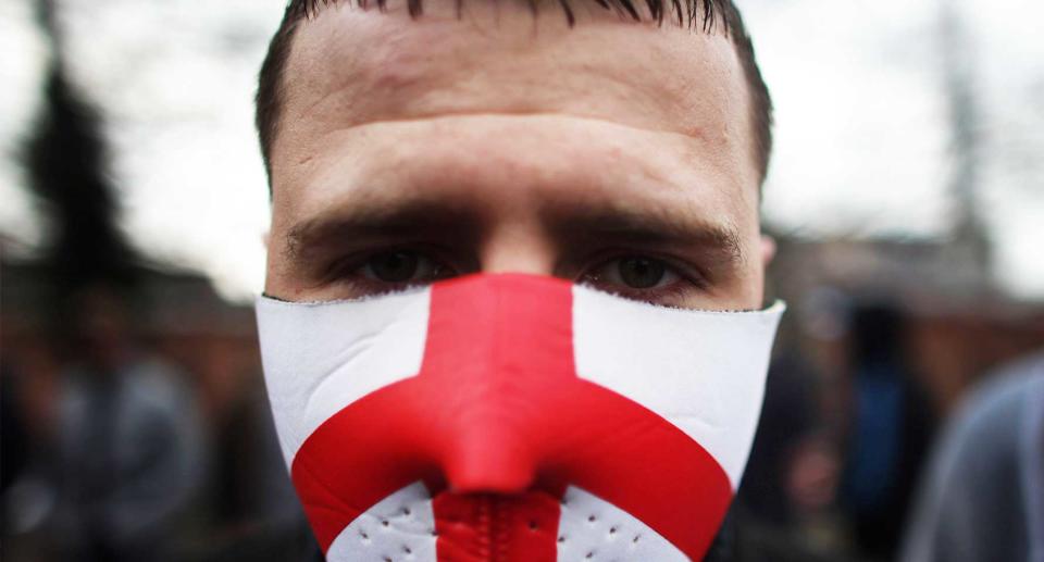 A supporter of the far-right English Defence League