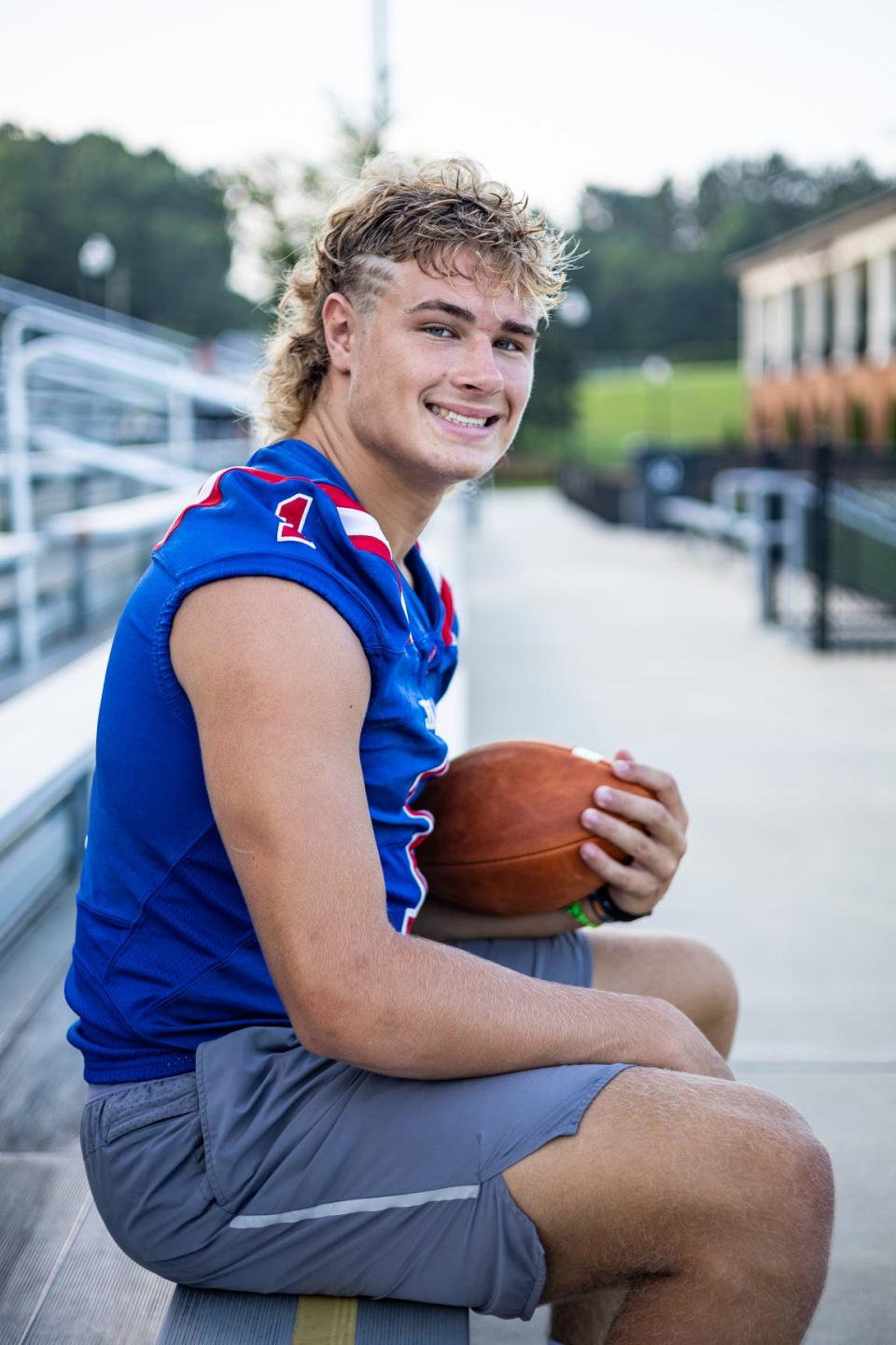 Jefferson County High School running back/linebacker Sammy Brown (1) poses for a portrait at Jefferson Memorial Stadium in Jefferson, Ga., on Tuesday, July 27, 2021.