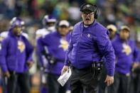 Dec 10, 2018; Seattle, WA, USA; Minnesota Vikings head coach Mike Zimmer reacts following a pass interference penalty for the Seattle Seahawks during the fourth quarter at CenturyLink Field. Mandatory Credit: Joe Nicholson-USA TODAY Sports