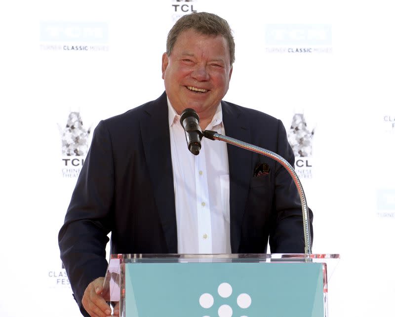 FILE PHOTO: Actor Shatner speaks during a handprint and footprint ceremony honoring actor Plummer at the TCL Chinese Theatre in Los Angeles