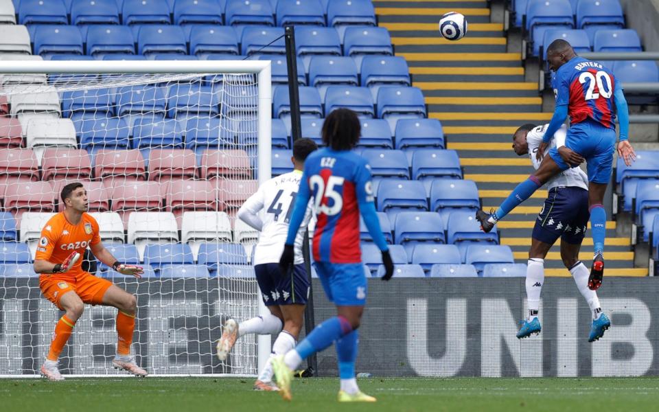 Christian Benteke demonstrates his aerial prowess against Villa - TOM JENKINS