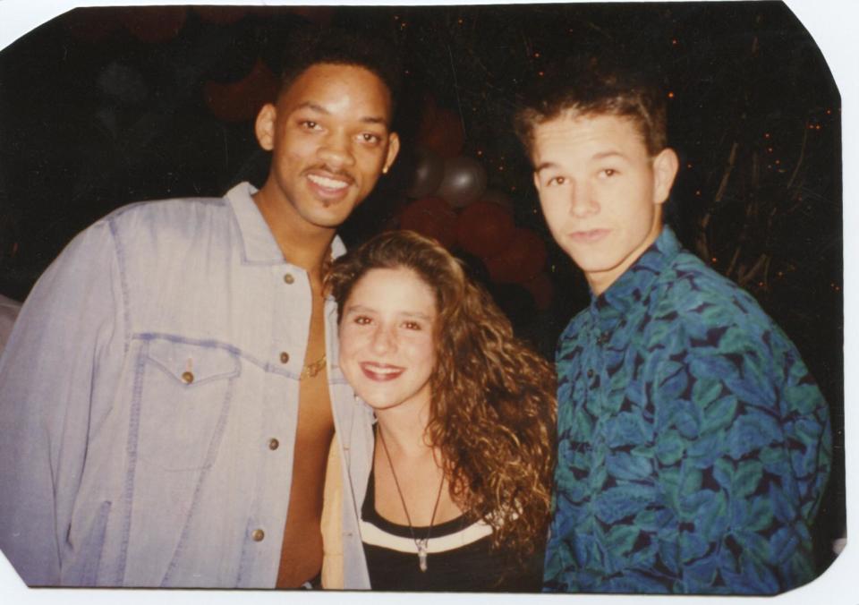 "Punky Brewster" star Soleil Moon Frye poses with actors Will Smith and Mark Wahlberg.