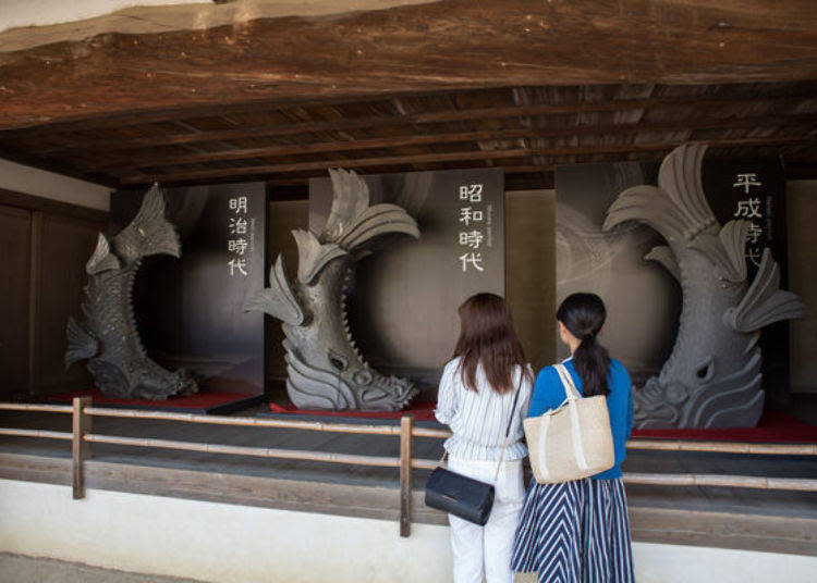 ▲「リの〈Rino〉一渡櫓」裡展示著各個時代的「鯱鉾」