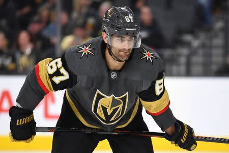 Feb 16, 2019; Las Vegas, NV, USA; Vegas Golden Knights left wing Max Pacioretty (67) is pictured during a third period face off against the Nashville Predators at T-Mobile Arena. Mandatory Credit: Stephen R. Sylvanie-USA TODAY Sports
