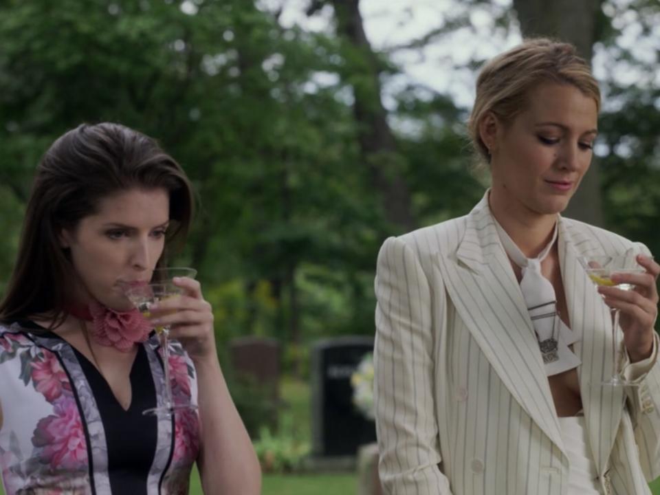 a simple favor white suit