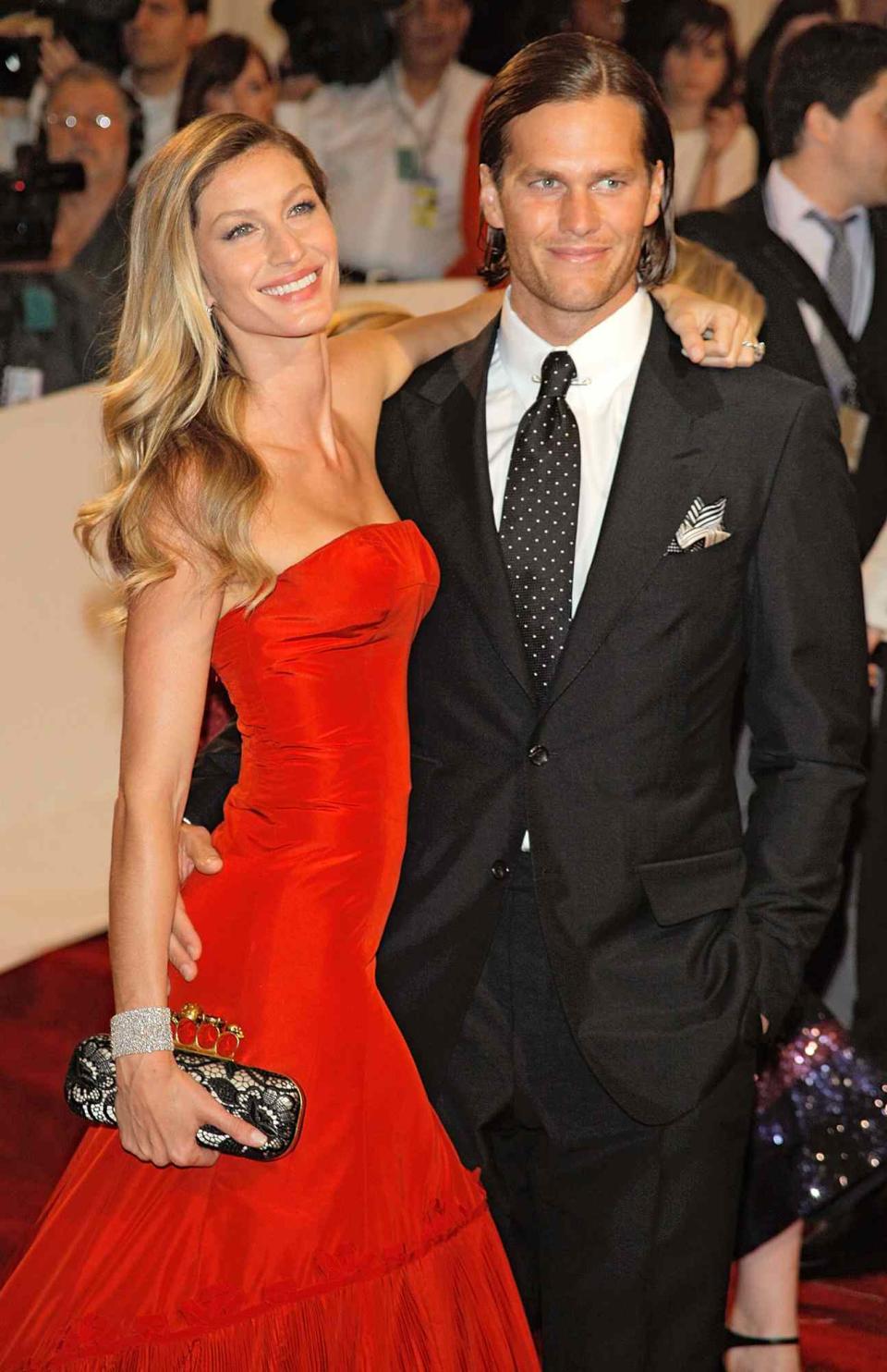 Gisele Bundchen and Tom Brady attends the "Alexander McQueen: Savage Beauty" Costume Institute Gala at The Metropolitan Museum of Art on May 2, 2011 in New York City