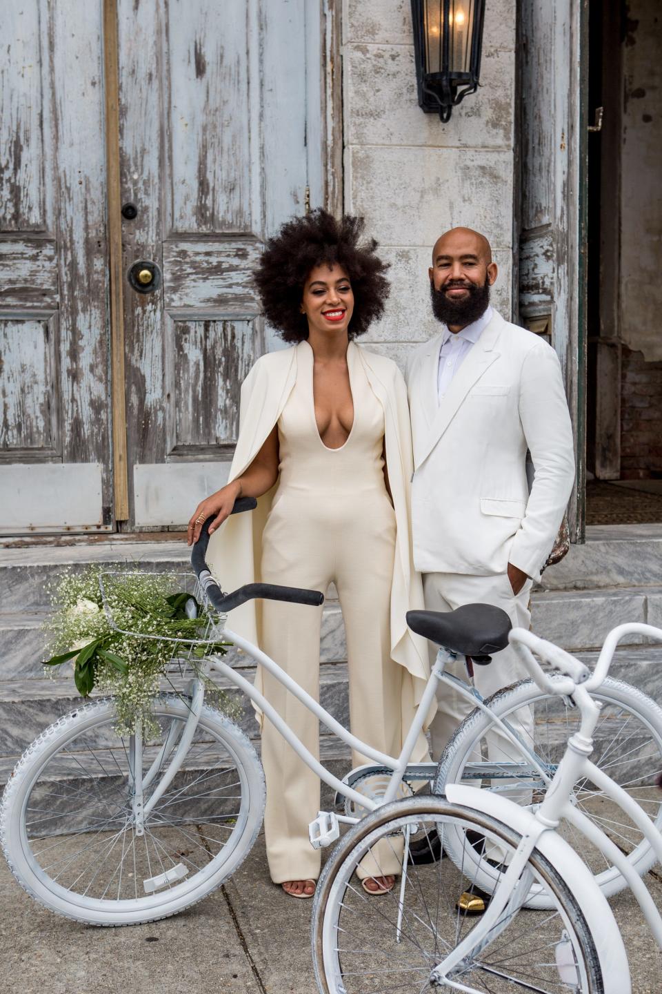 Solange changed into a jumpsuit for her wedding reception.