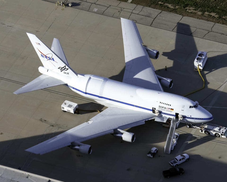 United States of America, California: SOFIA, NASA's Boeing 747SP-21 for Stratospheric Observatory for Infrared Astronomy, parked at Palmdale Regional Airport
