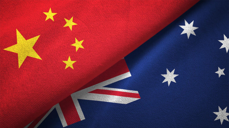 Australia and China flag together realtions textile cloth fabric texture