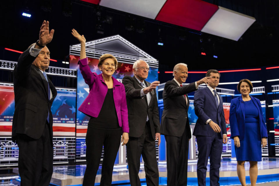 Candidates seen on stage during the debate. 