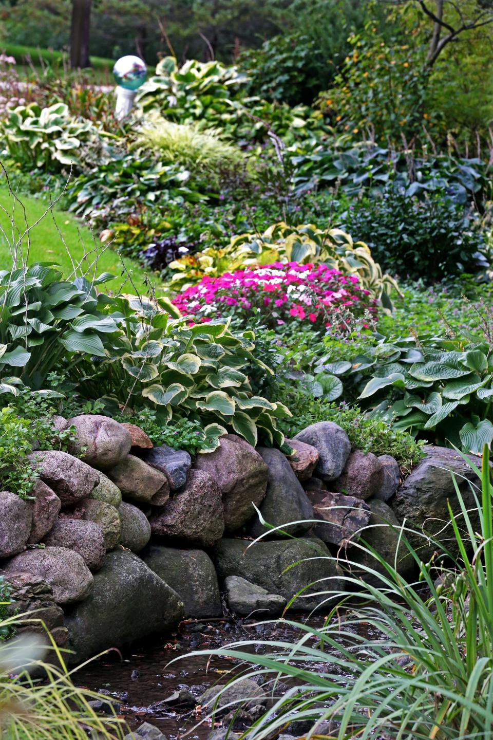 Perennials were planted on the sloped areas by a ditch at the Franklin home of  Judy Schmidt, as shown  Sept. 23.