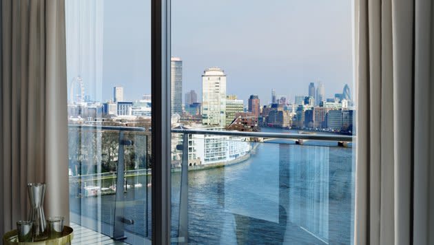 Central London and the River Thames are among views from the St James’s Riverlight development, Nine Elms. Prices start from $1.2 million for a two-bed apartment. www.riverlightlondon.com