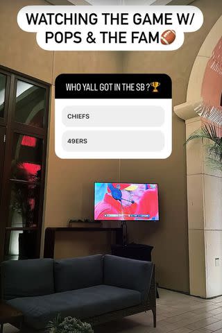 <p>Marcus Jordan/Instagram</p> Marcus posted photos of him watching the Super Bowl with dad Michael Sunday