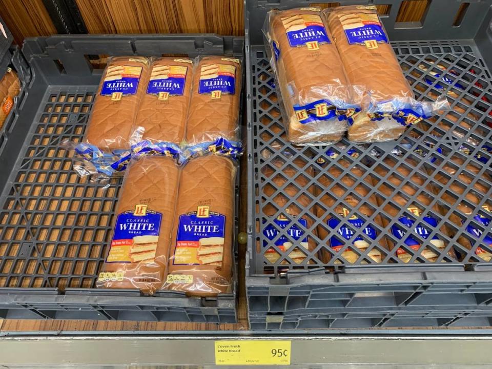 Aldi’s L’Oven Fresh brand bread was 95 cents a loaf on Dec. 12, 2022 at the Palmetto Bay Aldi.