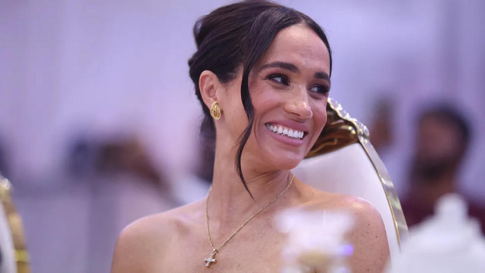 A close-up of Meghan Markle smiling