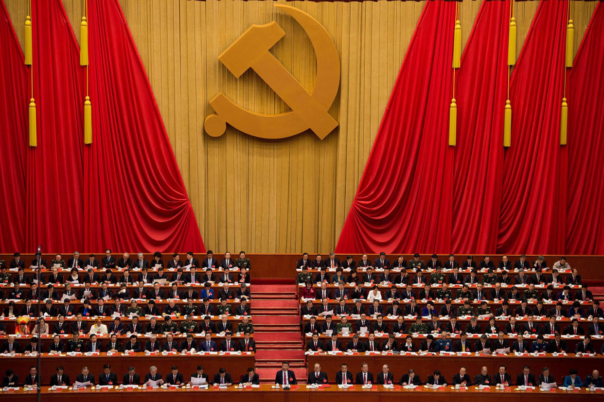 China Xi Jinping at 19th Communist Party Congress in the Great Hall of the People in Beijing (NICOLAS ASFOURI / AFP - Getty Images)