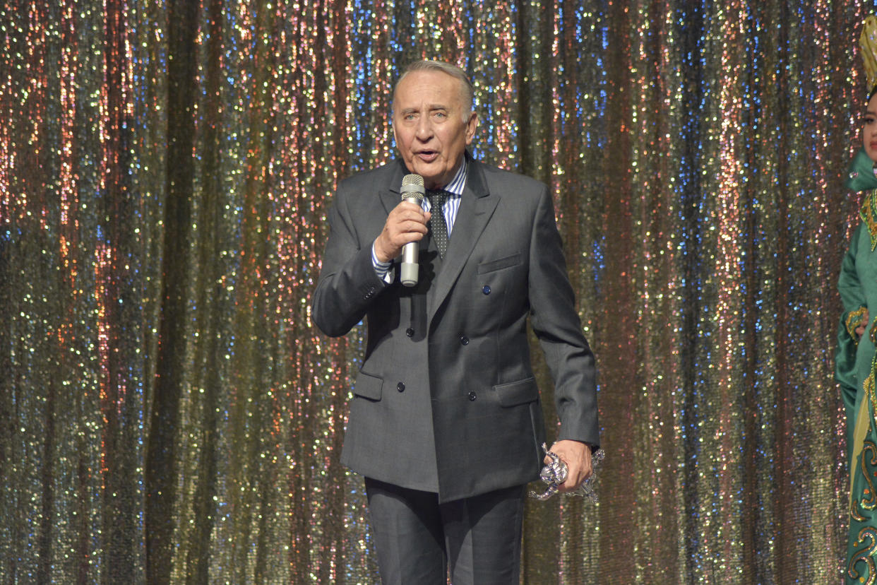 MEXICO CITY, MEXICO - NOVEMBER 26: Patricio Castillo receives the Arlequin Award and gives words of gratitude at Silvia Pinal Theatre on November 26, 2019 in Mexico City, Mexico.  (Photo by Medios y Media/Getty Images)