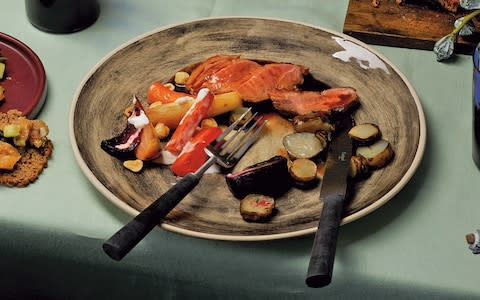 Roast duck with glazed Jerusalem artichokes and port gravy - Credit: Beth Evans