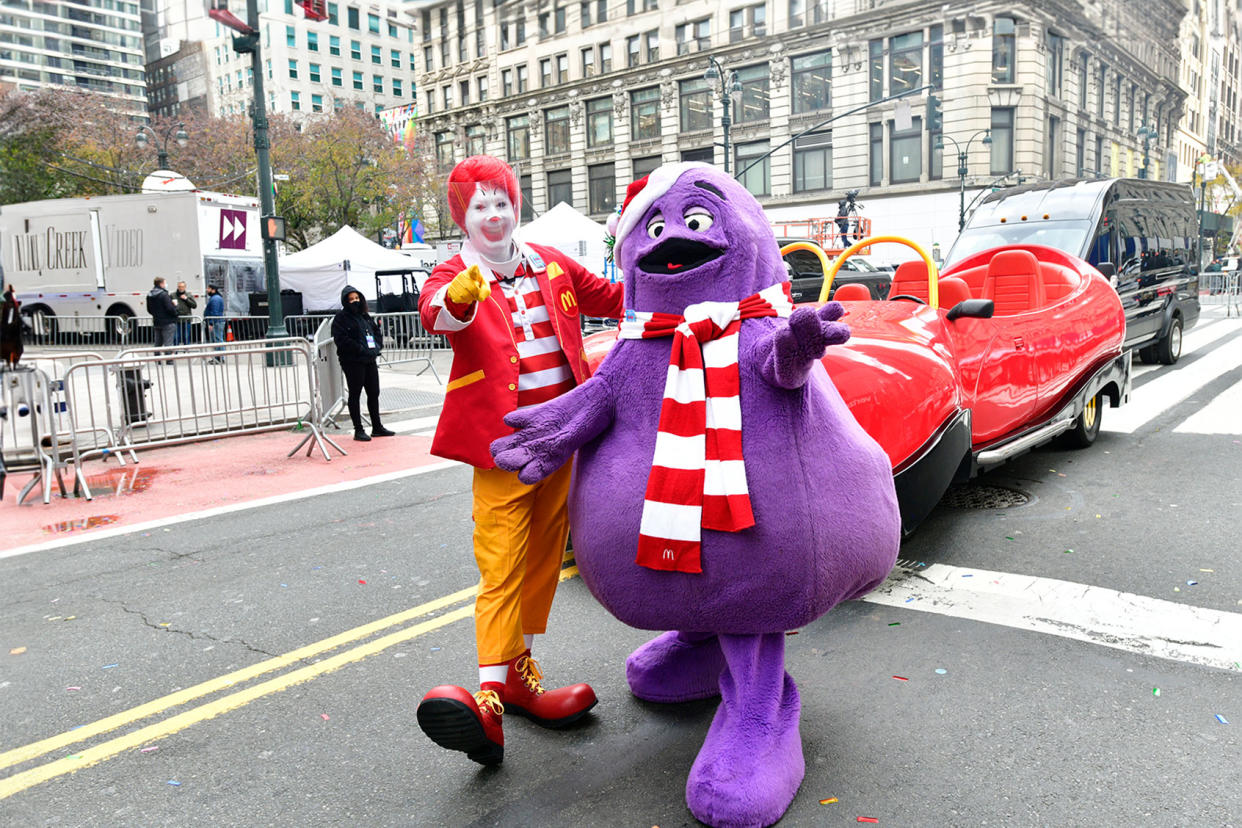 Ronald McDonald and Grimace Eugene Gologursky/Getty Images for Macy