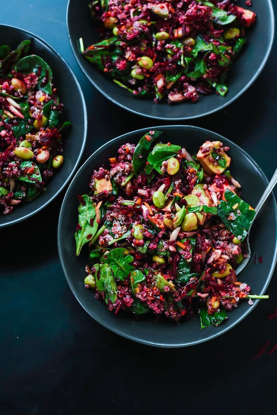 Colorful Beet Salad with Carrot, Quinoa, And Spinach