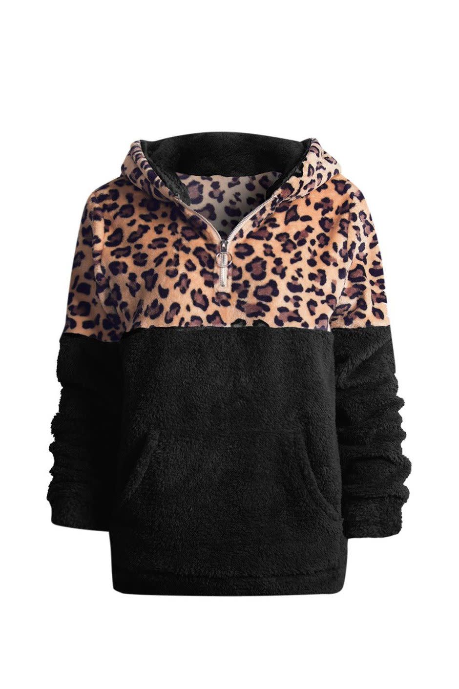 Leopard Print Fleece Pullover