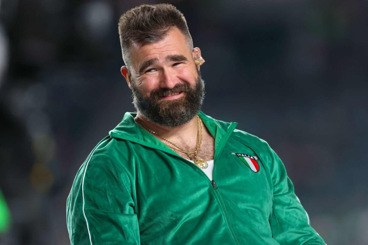 <p>Monica Herndon/The Philadelphia Inquirer via AP</p> Jason Kelce