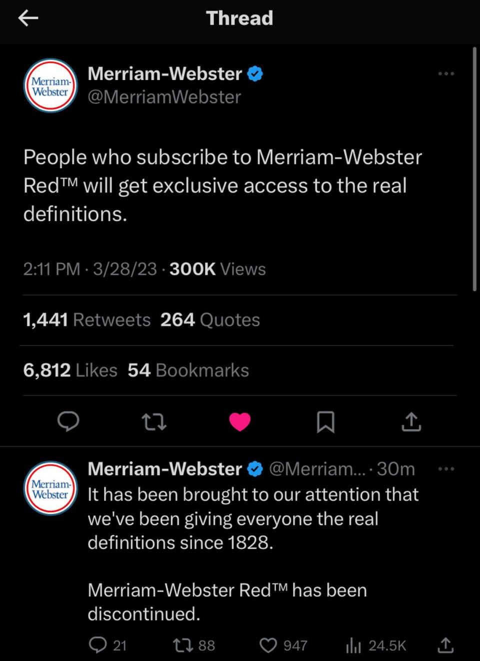 Merriam-Webster having fun.