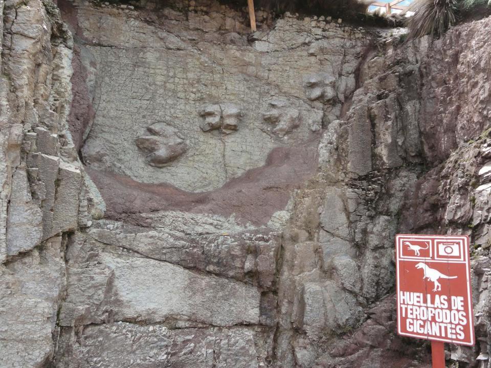 Pisadas de terópodos en el yacimiento paleontológico de Yanashallash (Perú). <a href="https://commons.wikimedia.org/wiki/File:Huellas_de_dinosaurios,_quebrada_Palmadera,_km_80_carretera_a_Antamina.JPG" rel="nofollow noopener" target="_blank" data-ylk="slk:Jcvas81 / Wikimedia Commons;elm:context_link;itc:0;sec:content-canvas" class="link ">Jcvas81 / Wikimedia Commons</a>, <a href="http://creativecommons.org/licenses/by/4.0/" rel="nofollow noopener" target="_blank" data-ylk="slk:CC BY;elm:context_link;itc:0;sec:content-canvas" class="link ">CC BY</a>