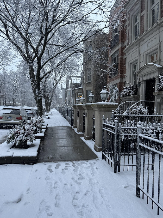 there's no snow on part of the sidewalk