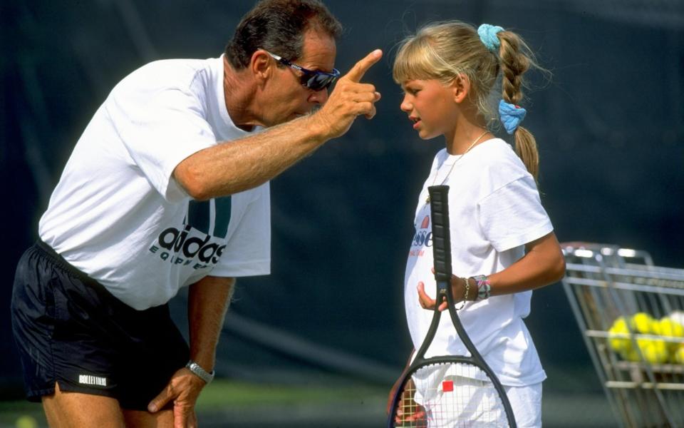 With a young Anna Kournikova - Simon Bruty/Allsport